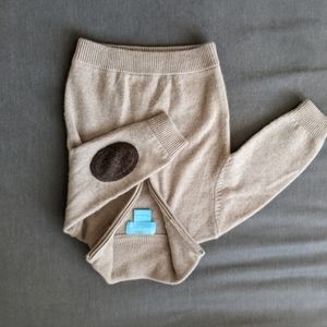 Bambeeno luxury 100% Cashmere Half zip sweater for baby - tan, size 6-12 months